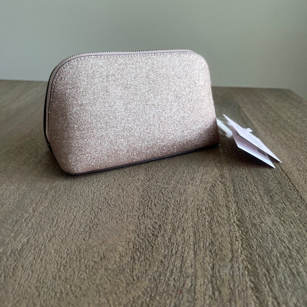 kate spade Rose Gold Tinsel Glitter Small Cosmetics Bag NWT - Picture 2 of 8